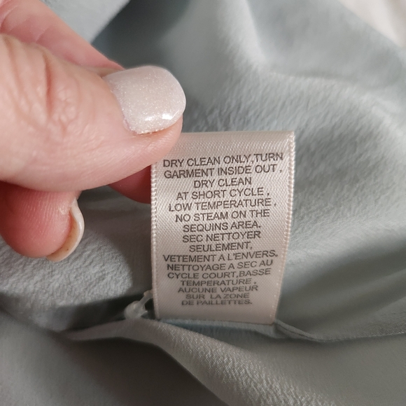 Rebecca Taylor Silk Tank Top Sea Blue Embellished Size 4 - Picture 6 of 8